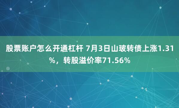股票账户怎么开通杠杆 7月3日山玻转债上涨1.31%，转股溢价率71.56%
